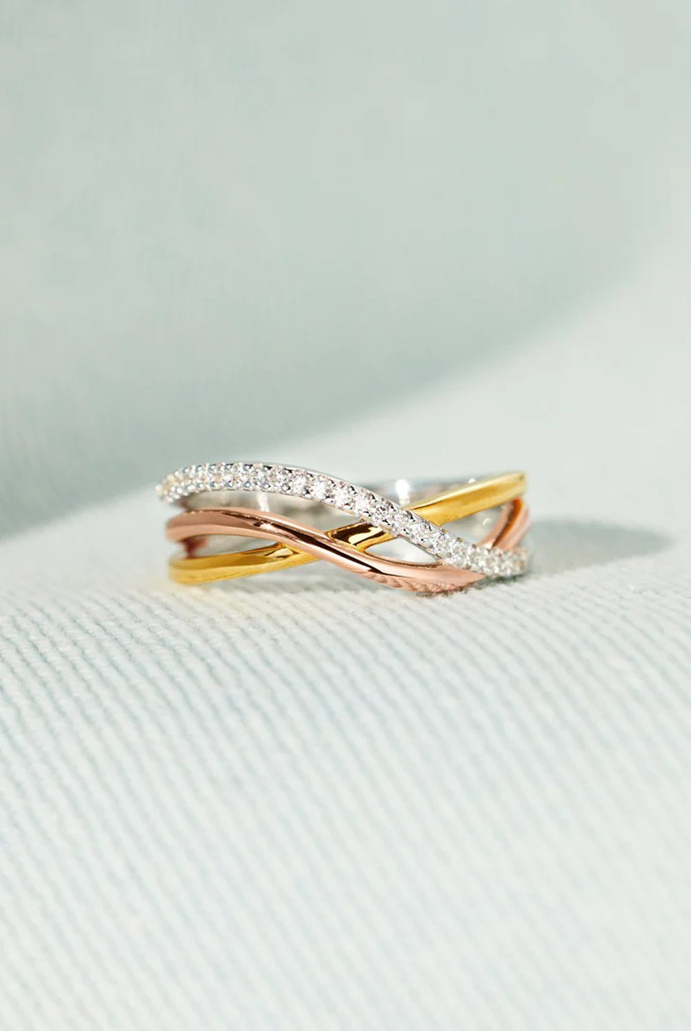 Crisscross Gold-Plated 925 Sterling Silver Ring-Bijou Crush