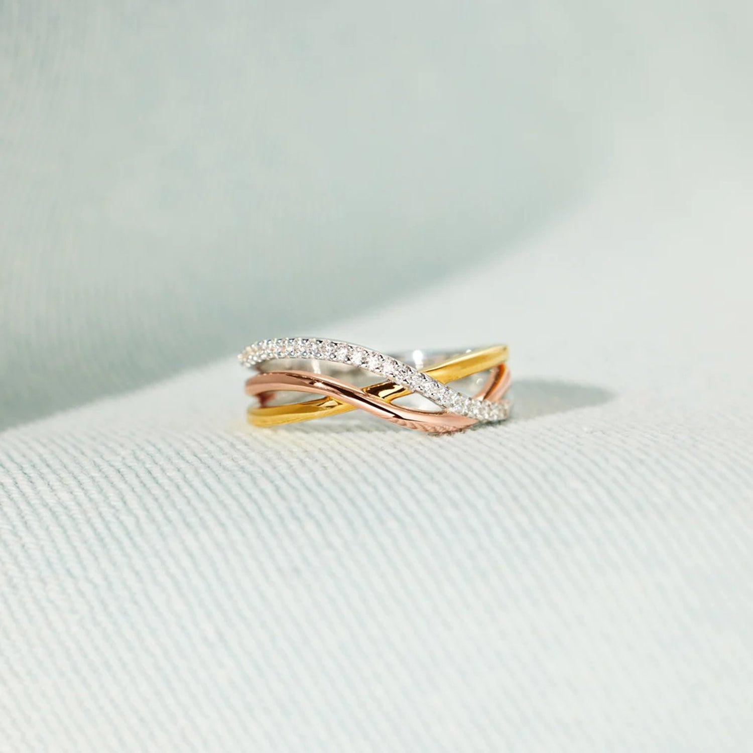 Crisscross Gold-Plated 925 Sterling Silver Ring-Bijou Crush