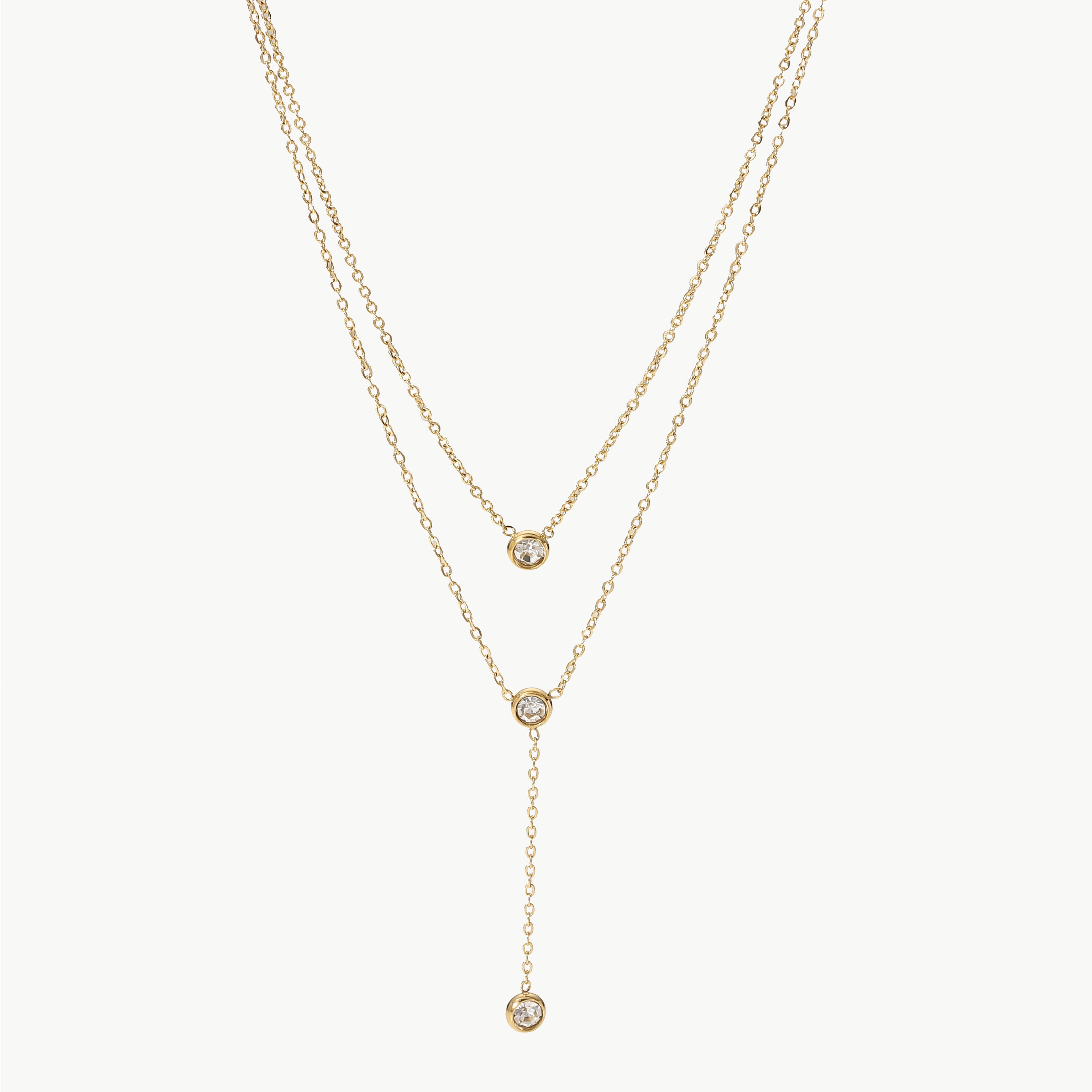 Stainless Steel Zircon Double-Layered Necklace-Bijou Crush