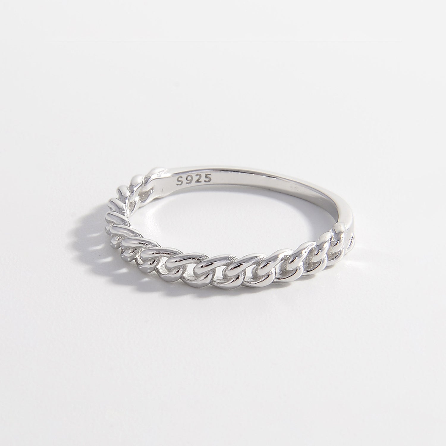 925 Sterling Silver Curb Chain Ring-Bijou Crush