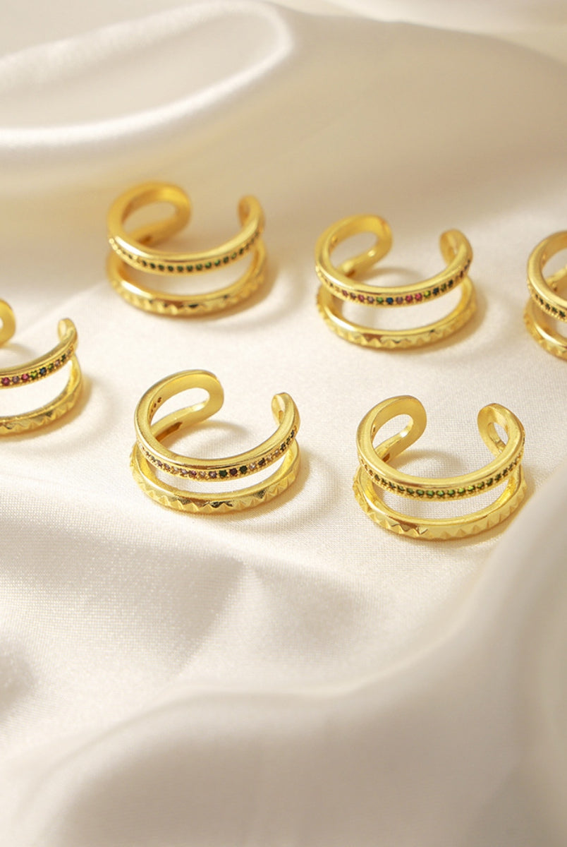 Gold-Plated Czech Diamond Double-Layered Ring-Bijou Crush