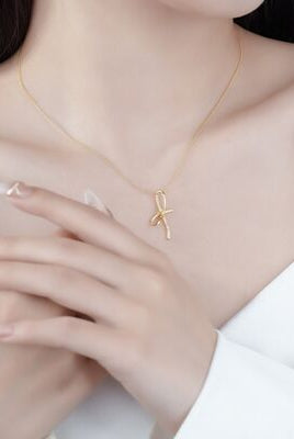 Zircon Bow Pendant Necklace-Bijou Crush