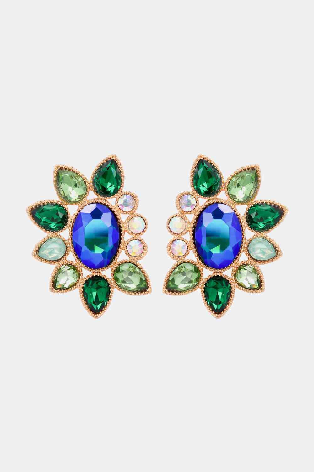 Geometrical Shape Glass Stone Dangle Earrings-Bijou Crush
