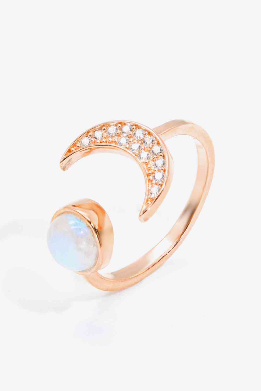 Natural Moonstone and Zircon Sun & Moon Open Ring-Bijou Crush