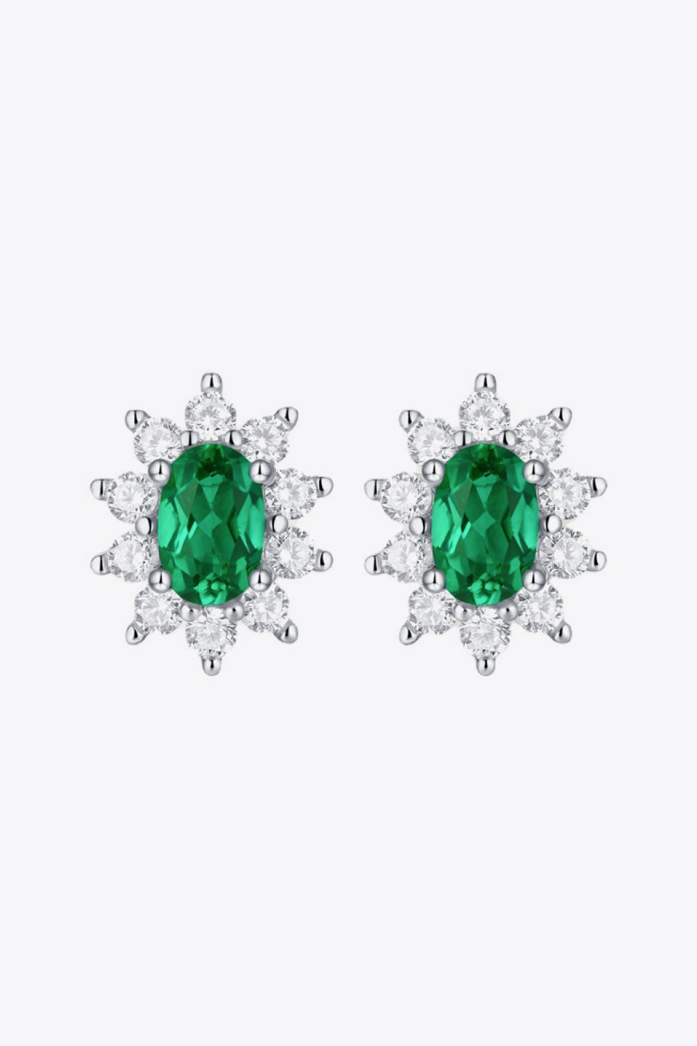 1 Carat Lab-Grown Emerald Stud Earrings-Bijou Crush