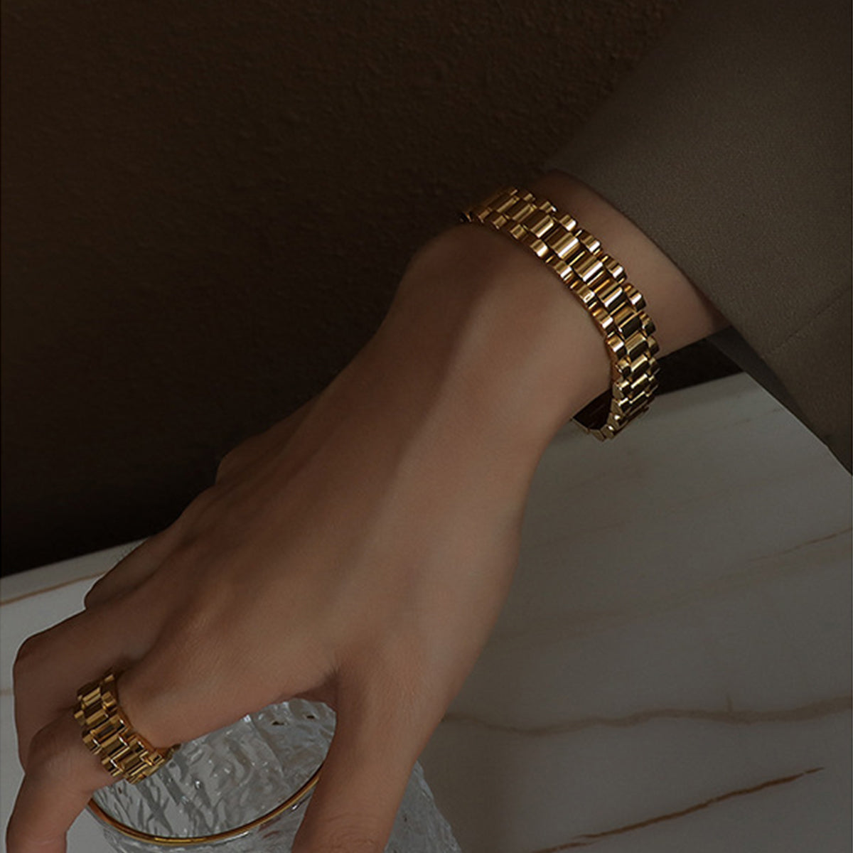 Gold-Plated Titanium Steel Chain Bracelet-Bijou Crush