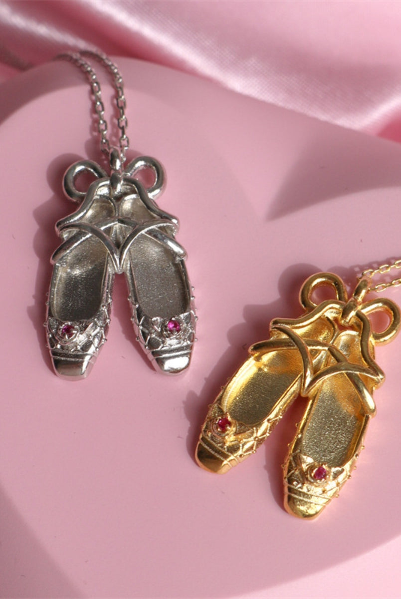 Copper Ballet Shoe Pendant Necklace-Bijou Crush