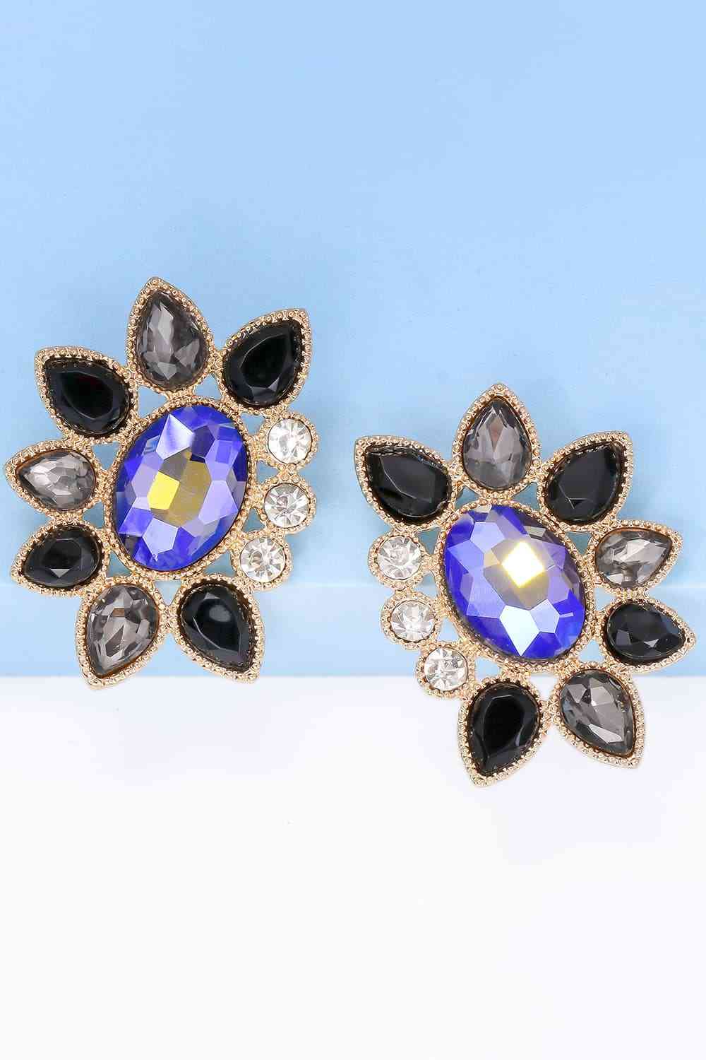 Geometrical Shape Glass Stone Dangle Earrings-Bijou Crush