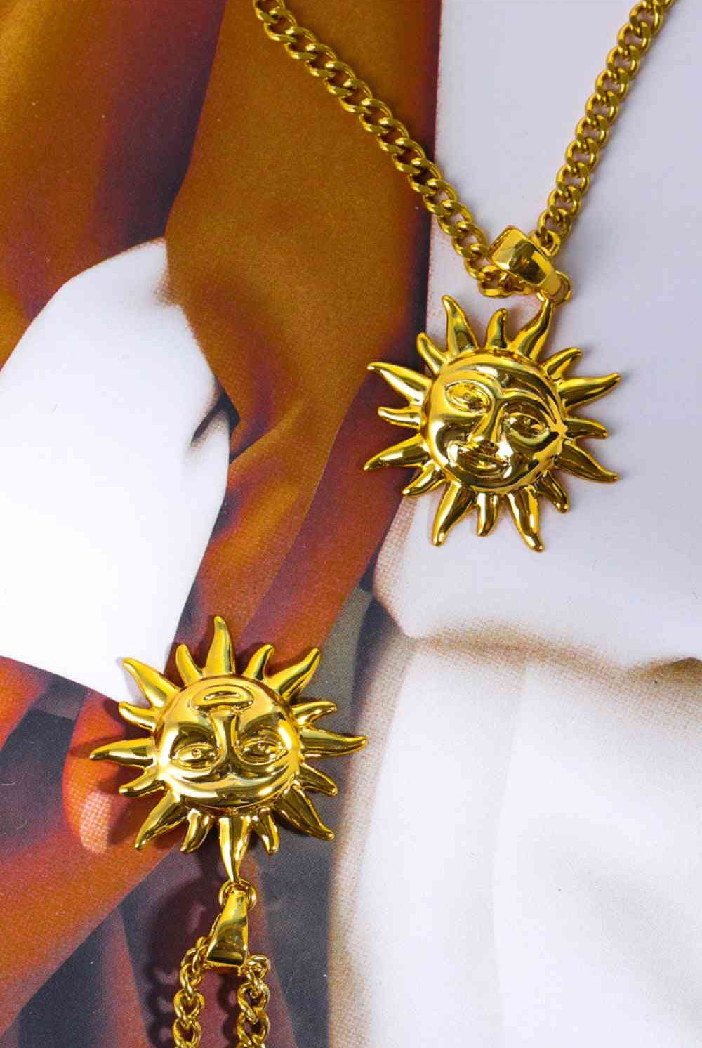 Sun Pendant Copper Necklace-Bijou Crush