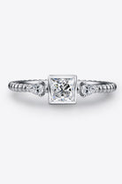 Moissanite Square Shape 925 Sterling Silver Ring-Bijou Crush