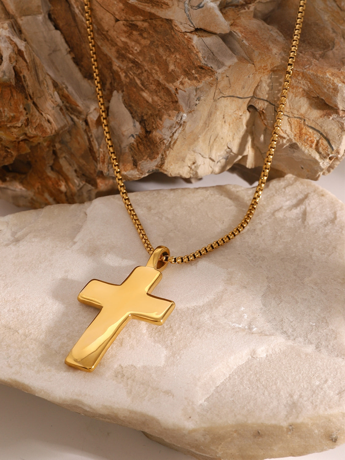18K Gold-Plated Inlaid Zircon Cross Necklace-Bijou Crush
