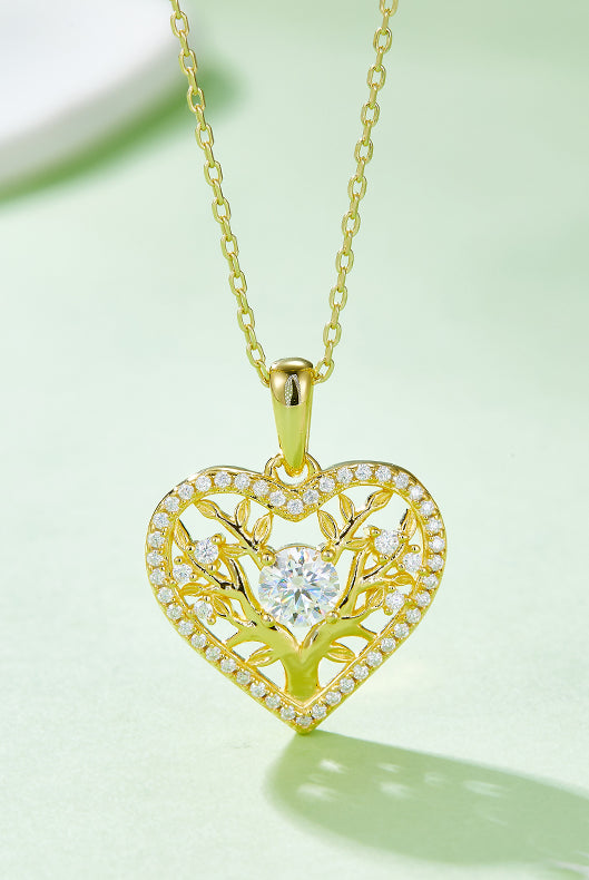 Moissanite 925 Sterling Silver Heart Shape Necklace-Bijou Crush