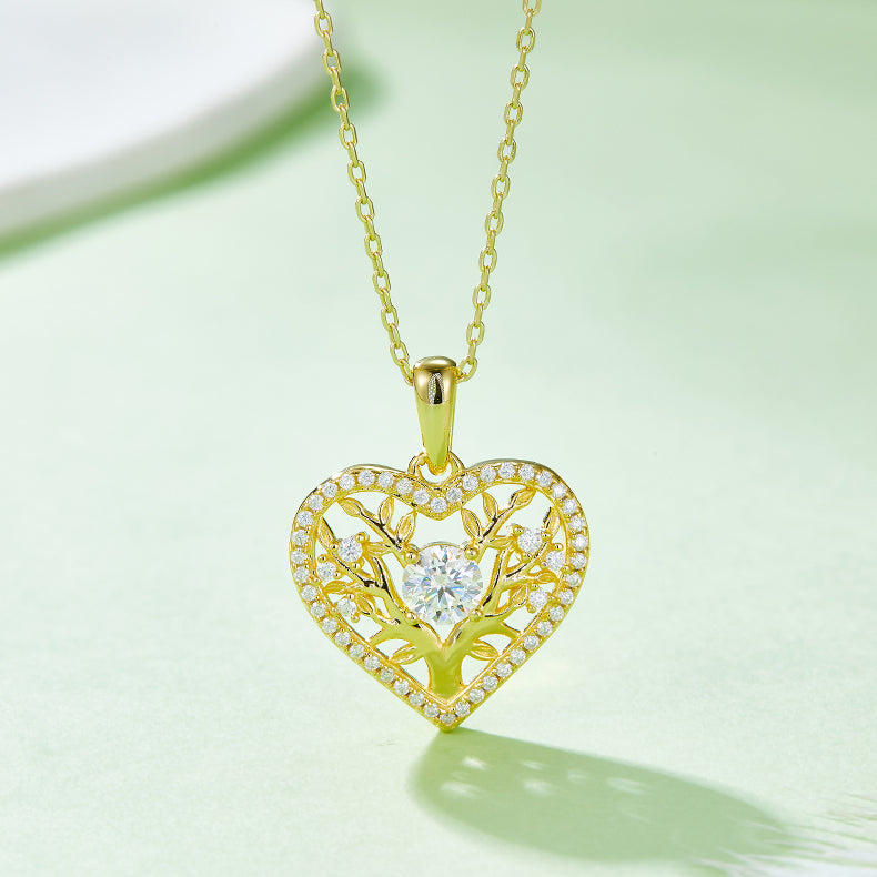 Moissanite 925 Sterling Silver Heart Shape Necklace-Bijou Crush