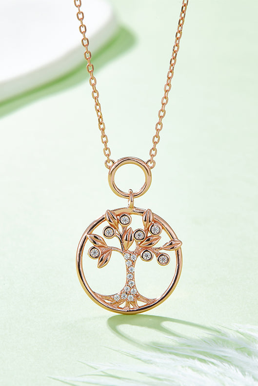 Moissanite 925 Sterling Silver Tree Of Life Pendant Necklace-Bijou Crush