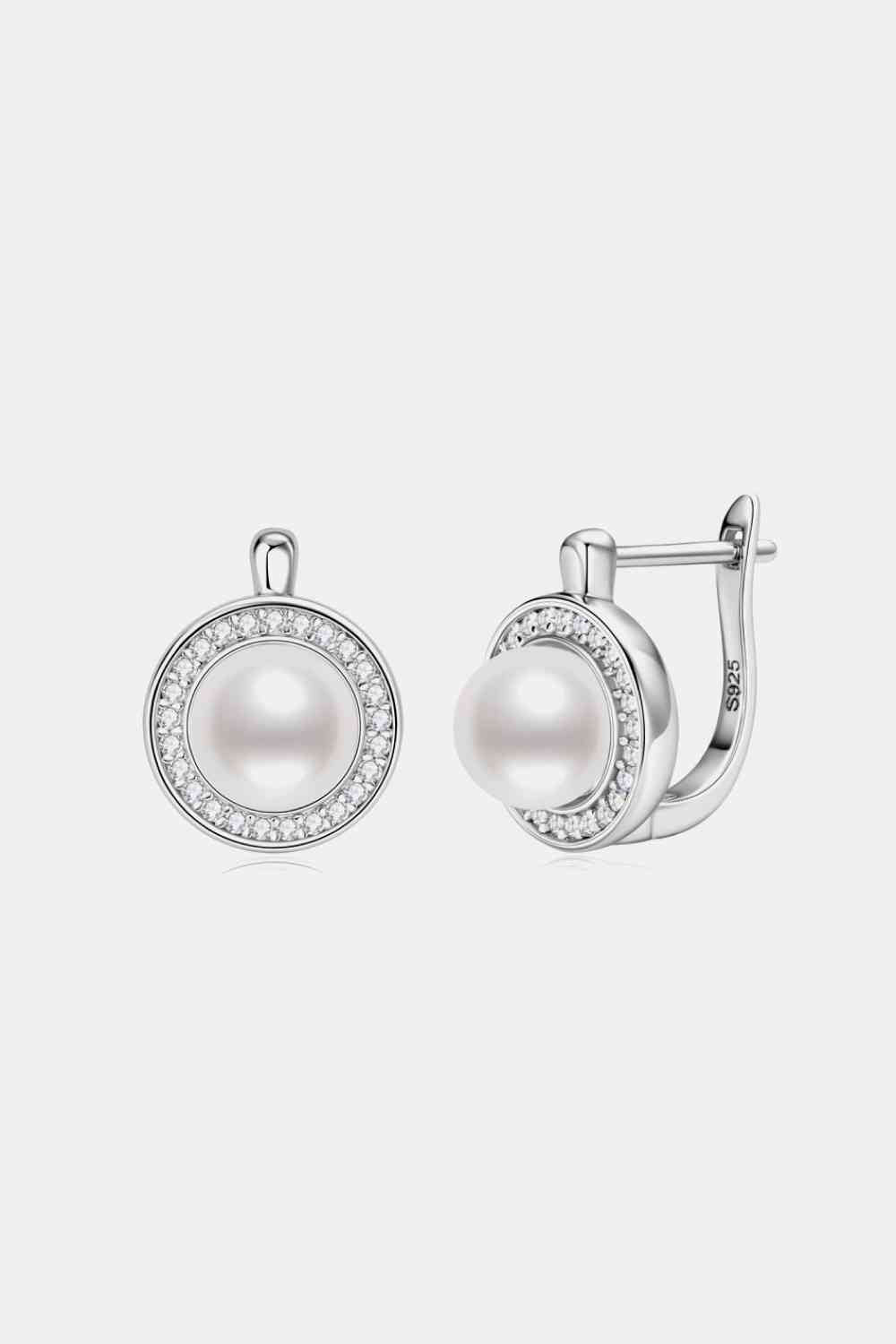 Moissanite Pearl 925 Sterling Silver Earrings-Bijou Crush