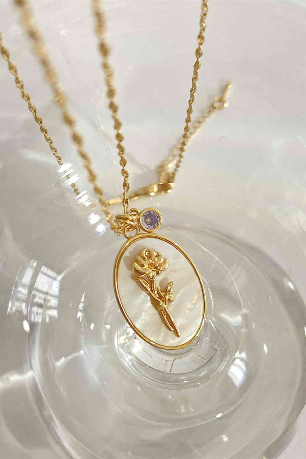 Flower Shell Pendant Copper Necklace-Bijou Crush