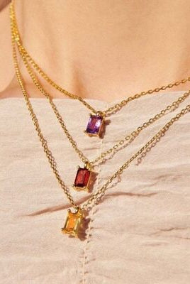 Titanium Steel Inlaid Zircon Pendant Necklace-Bijou Crush