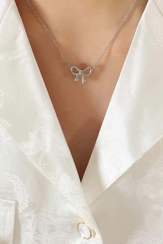 Bow Pendant Necklace - Titanium Steel Vibes-Bijou Crush