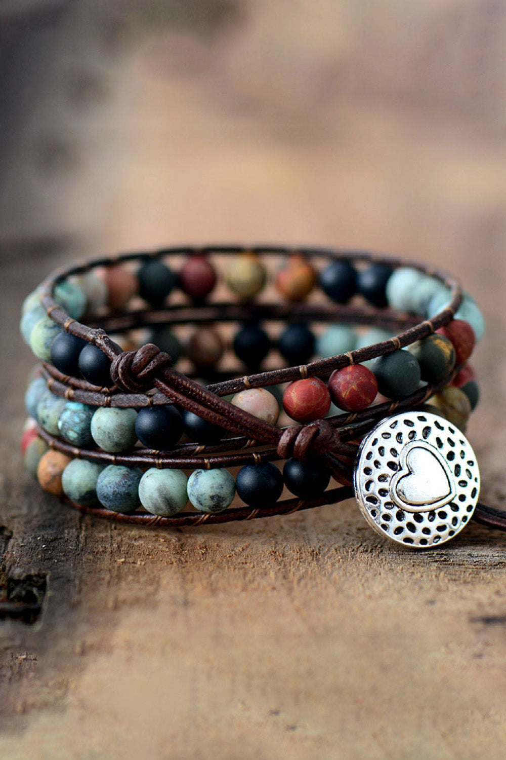 Handmade Triple Layer Beaded Agate Bracelet-Bijou Crush