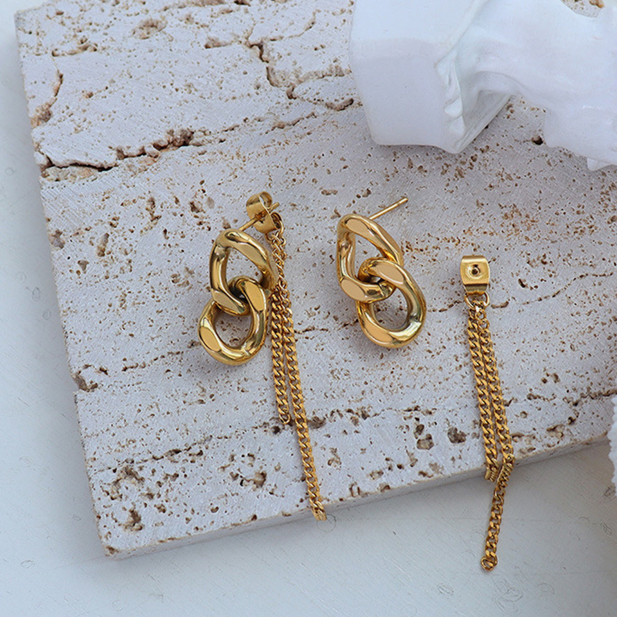 Titanium Steel Chain Shape Earrings-Bijou Crush