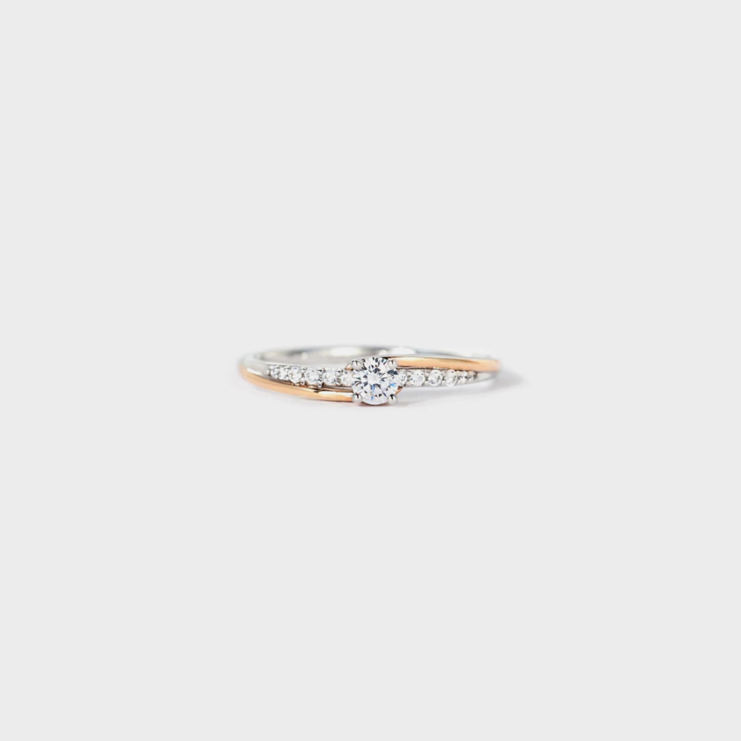 Inlaid Zircon Bicolor Rose Gold-Plated Ring-Bijou Crush