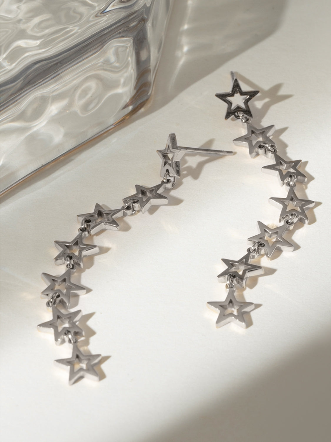 Stainless Steel Cutout Star Earrings-Bijou Crush