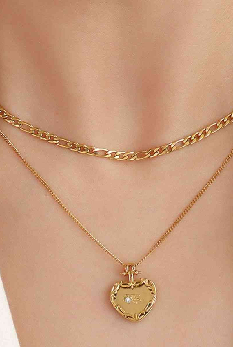 Heart Shape Double-Layered Stainless Steel Necklace-Bijou Crush
