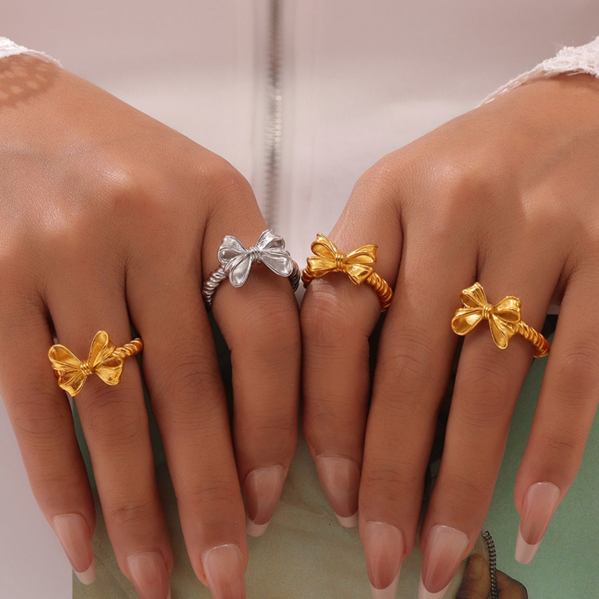 Twisted Titanium Steel Bow Ring-Bijou Crush