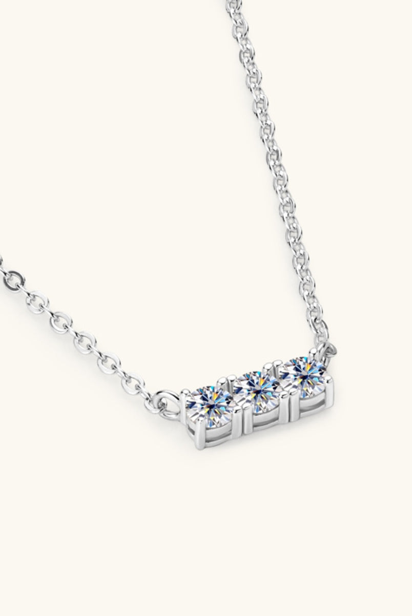 925 Sterling Silver Inlaid Moissanite Bar Necklace-Bijou Crush