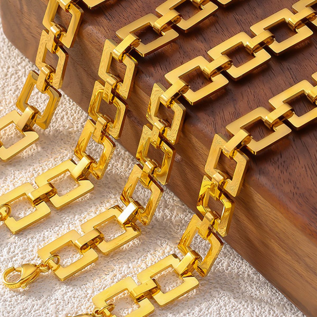 Titanium Steel Hollow Square Chain Bracelet-Bijou Crush