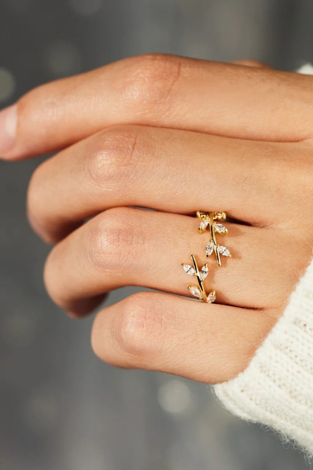 925 Sterling Silver Leaf Open Ring-Bijou Crush