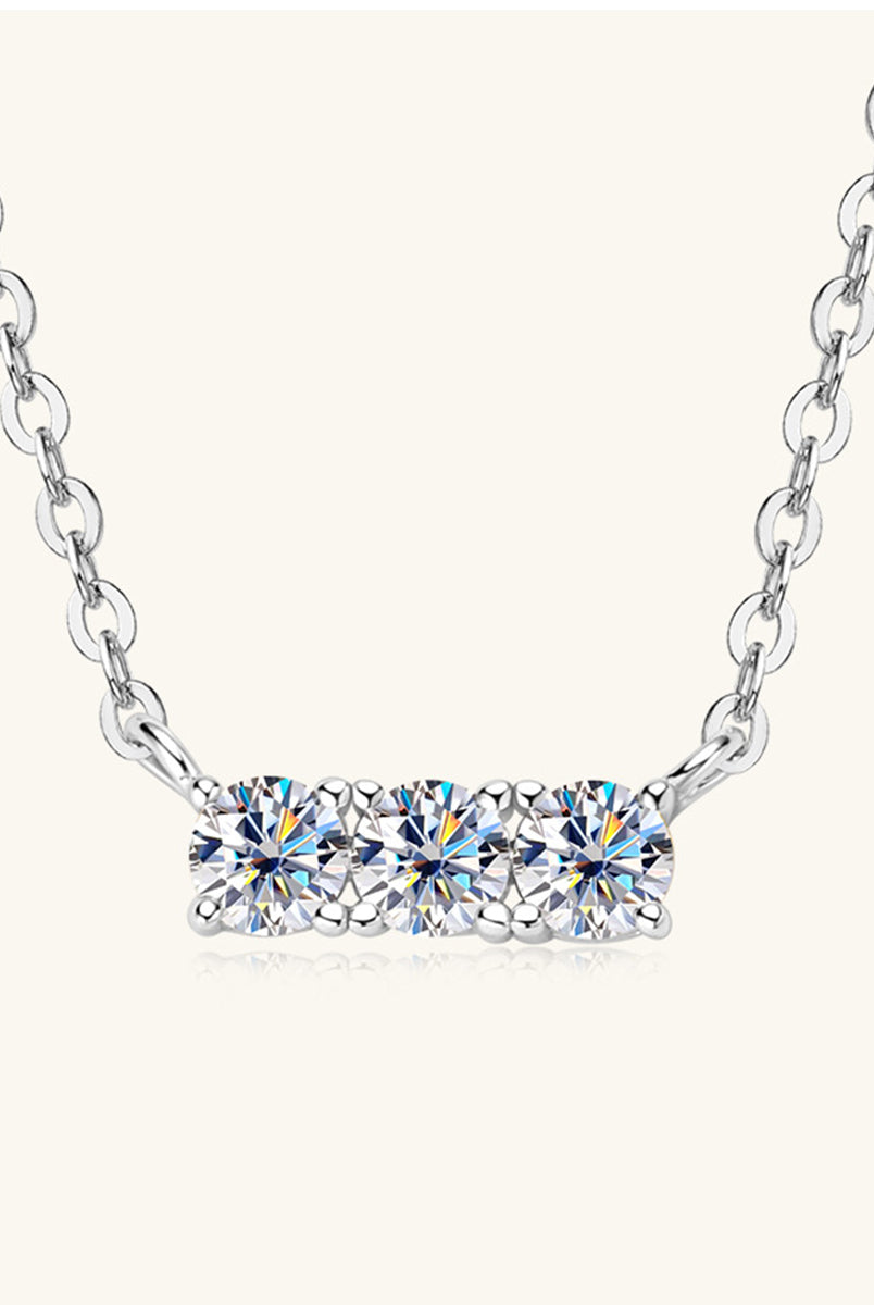 925 Sterling Silver Inlaid Moissanite Bar Necklace-Bijou Crush