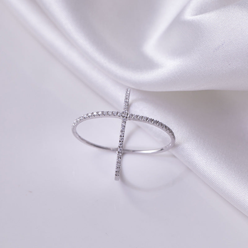 Moissanite Crisscross Ring 925 Sterling Silver-Bijou Crush