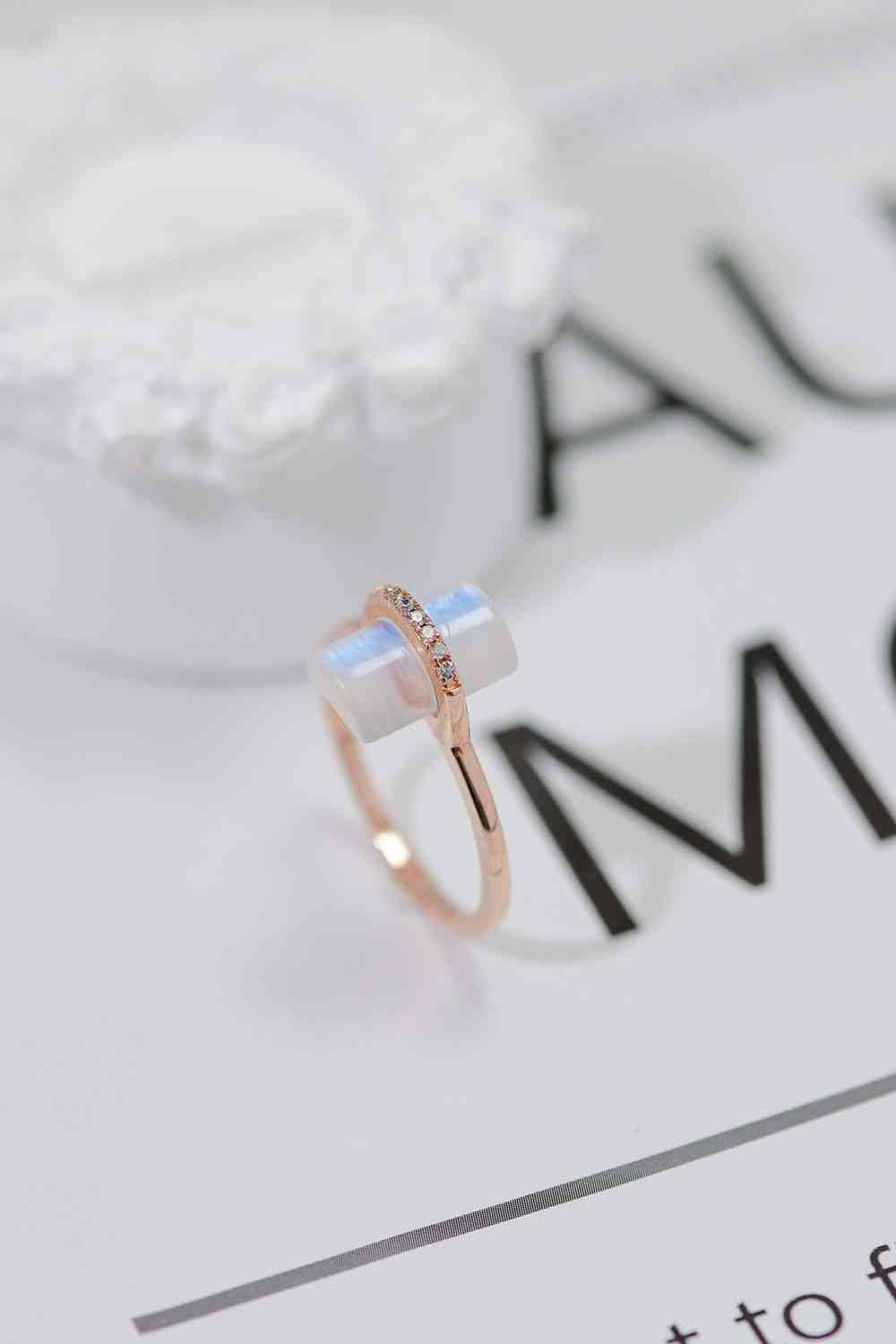Natural Moonstone Platinum-Plated Ring-Bijou Crush