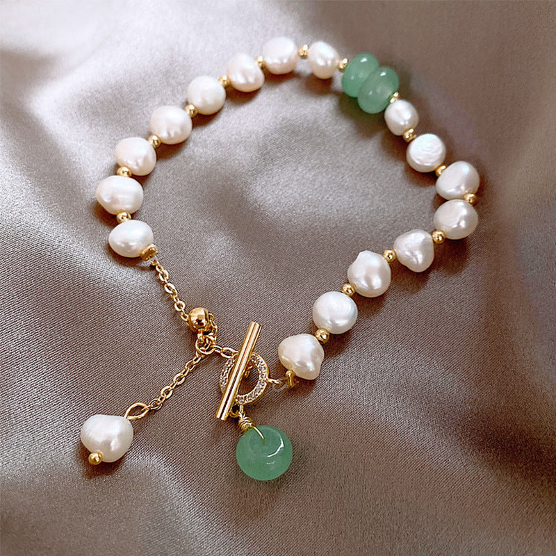 Pearl Green Stone Link Bracelet-Bijou Crush