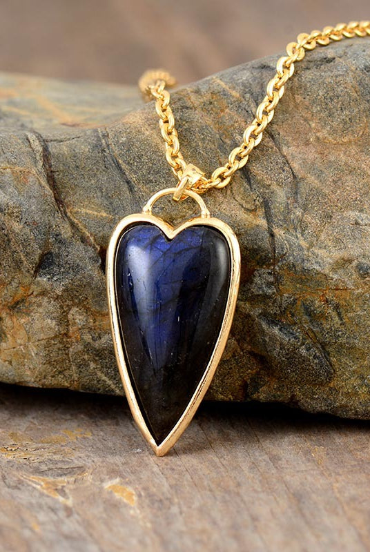 Copper Labradorite Heart Shape Necklace-Bijou Crush