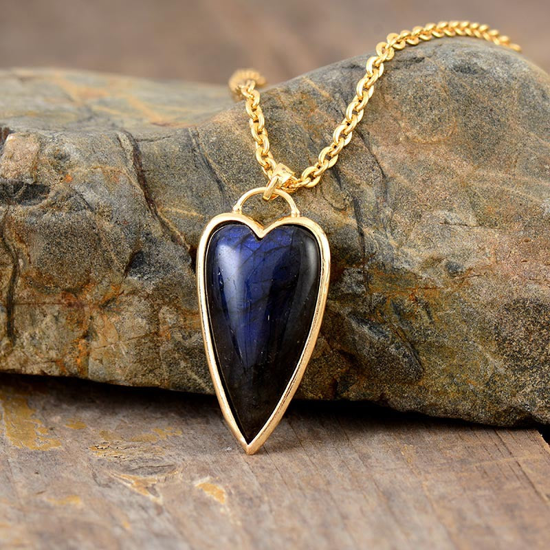 Copper Labradorite Heart Shape Necklace-Bijou Crush