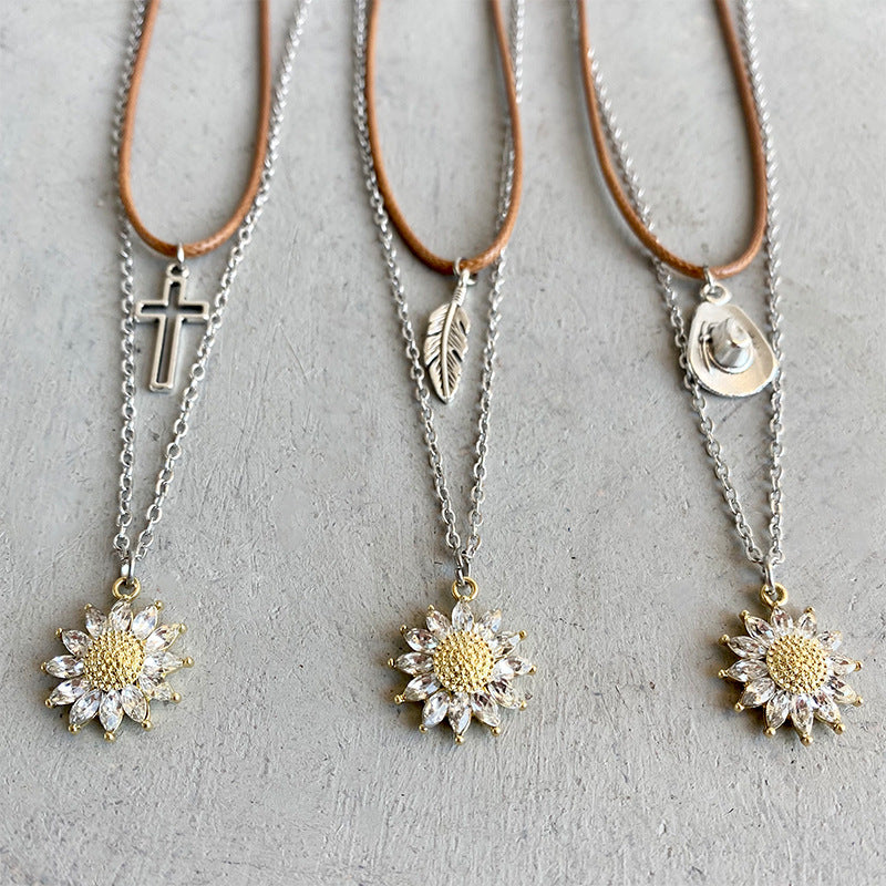 Sunflower Pendant Necklace Set-Bijou Crush