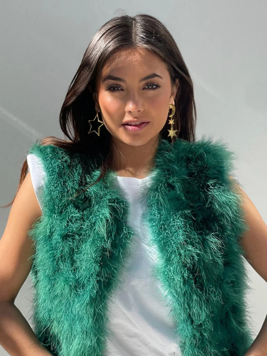 18K Gold-Plated Moon & Star Dangle Earrings-Bijou Crush