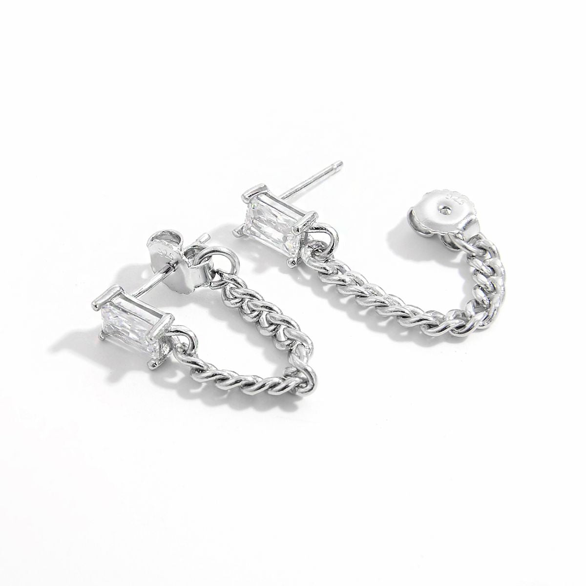 925 Sterling Silver Zircon Chain Earrings-Bijou Crush