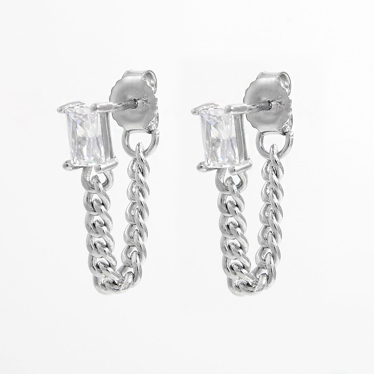 925 Sterling Silver Zircon Chain Earrings-Bijou Crush