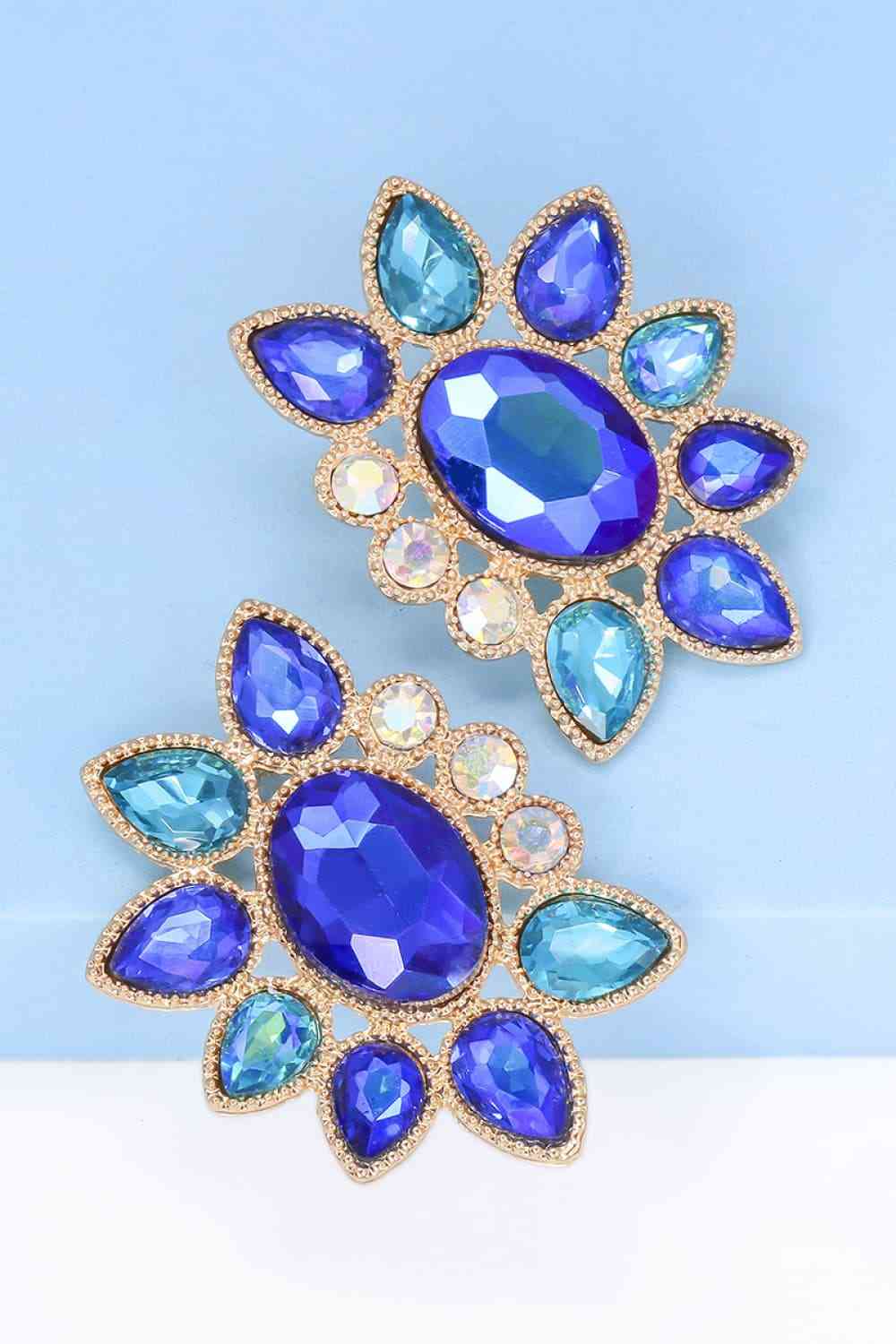 Geometrical Shape Glass Stone Dangle Earrings-Bijou Crush