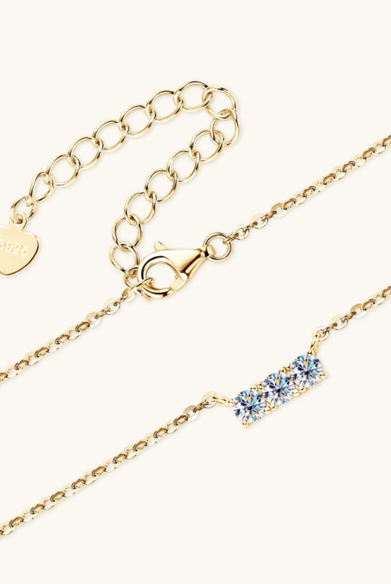 925 Sterling Silver Inlaid Moissanite Bar Necklace-Bijou Crush