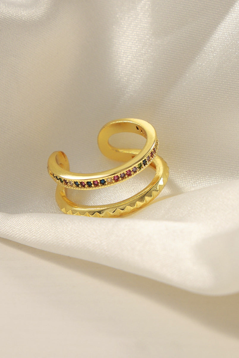 Gold-Plated Czech Diamond Double-Layered Ring-Bijou Crush