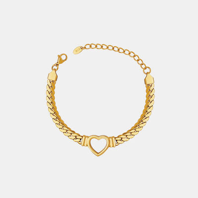 Titanium Steel Cutout Heart Bracelet-Bijou Crush
