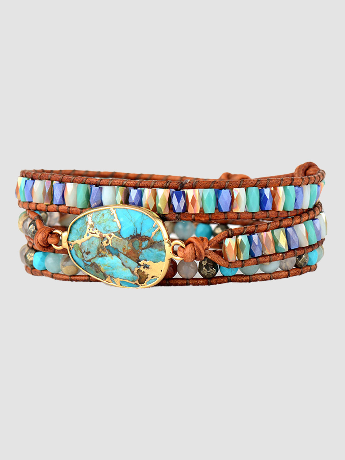 Triple-Layer Natural Stone Bracelet-Bijou Crush