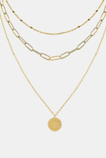 18K Gold-Plated Three-Layered Engraved Necklace-Bijou Crush
