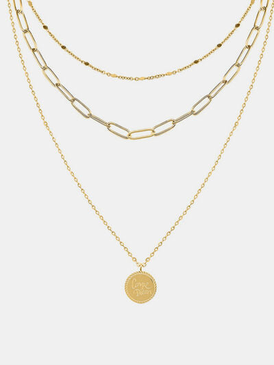 18K Gold-Plated Three-Layered Engraved Necklace-Bijou Crush