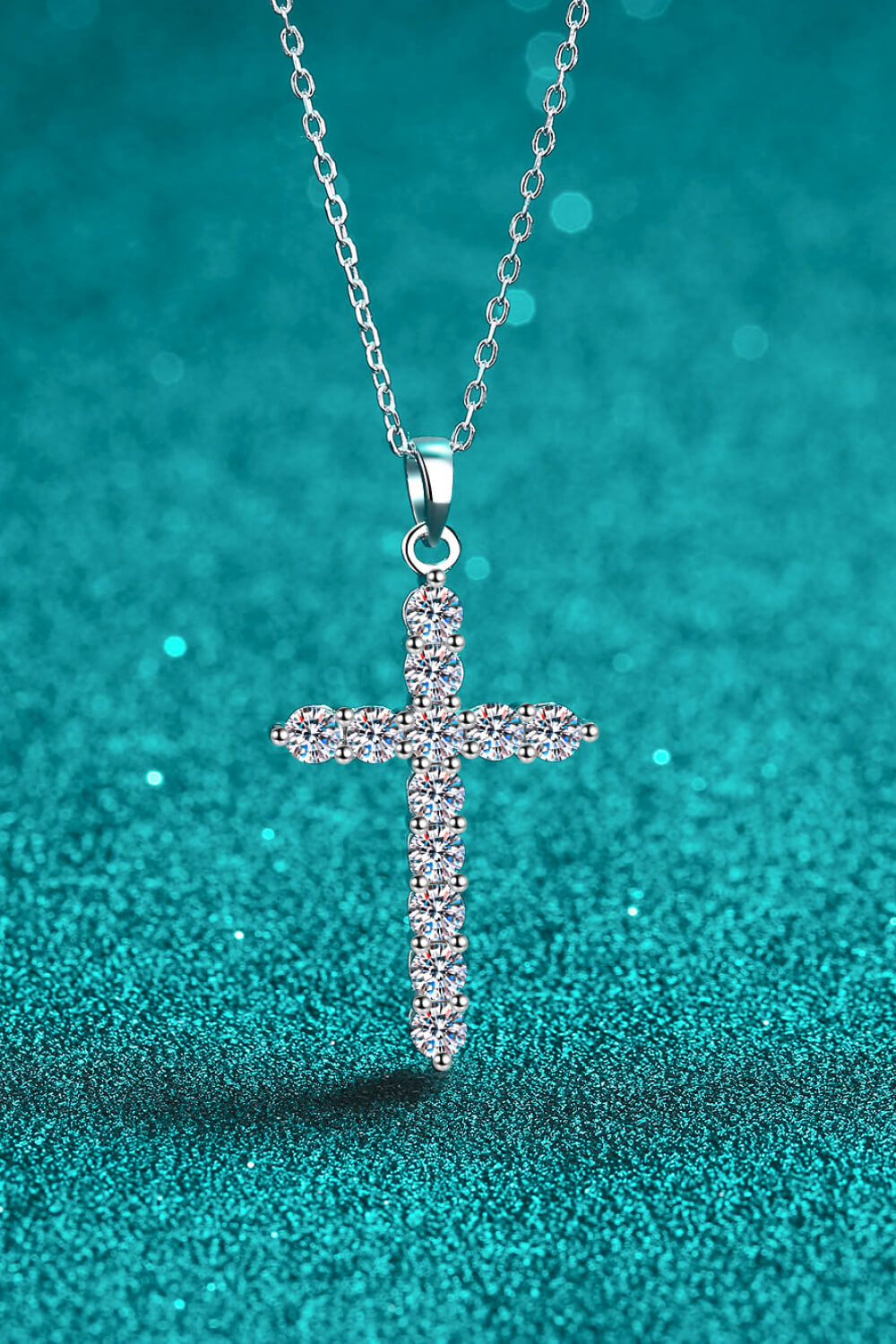 Adored Moissanite Cross Necklace in 925 Sterling Silver-Bijou Crush