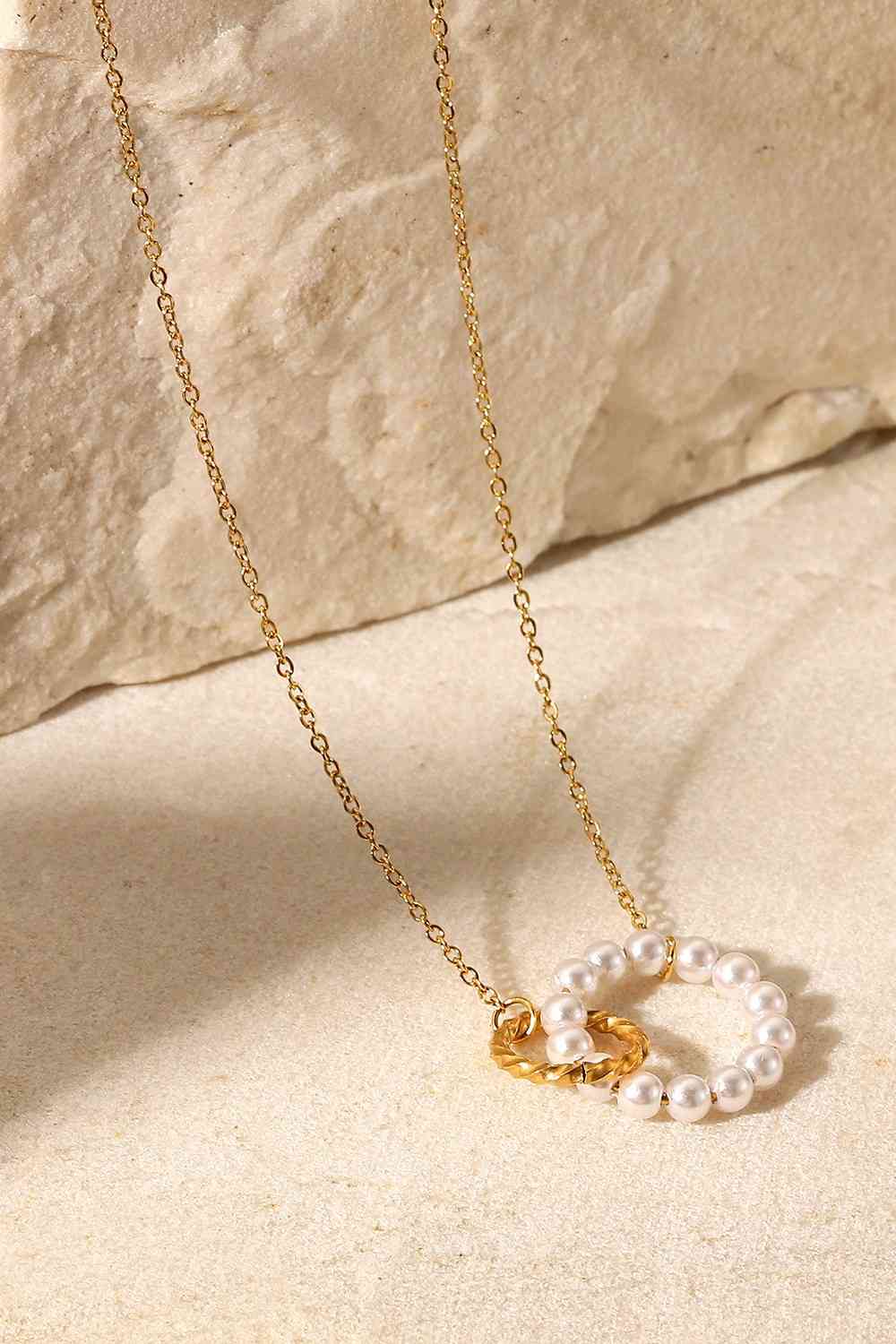 Pearl Hoop Link Pendant Necklace-Bijou Crush